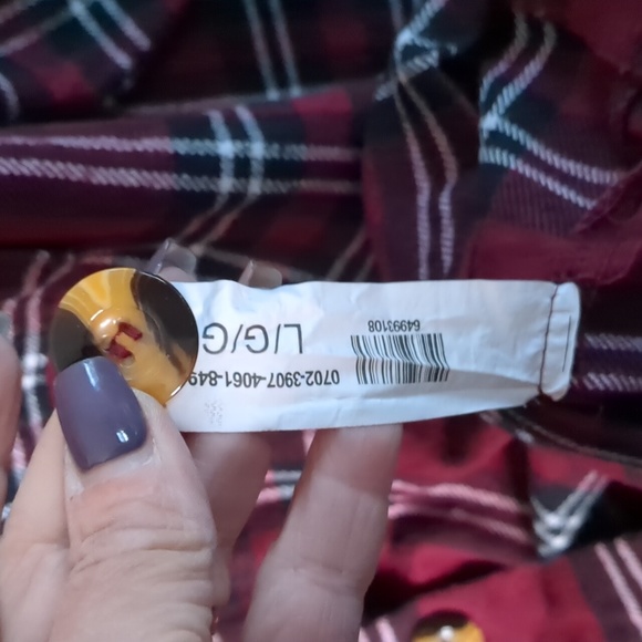 PLAYBOY* Shacket shirt blouse top button front long sleeve plaid pattern 2 pocke - Picture 9 of 11